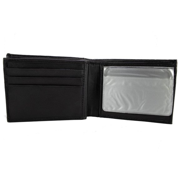 Men Bifold Lambskin Leather Black Wallet - Picture 11 of 16